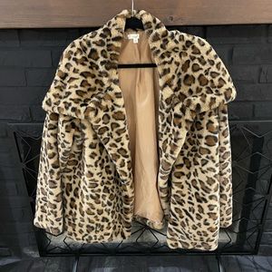 Easel Faux Fur Cheetah Print Coat